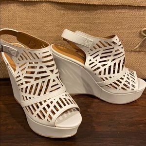 NEVER WORN size 7 white wedges Charlotte Russe